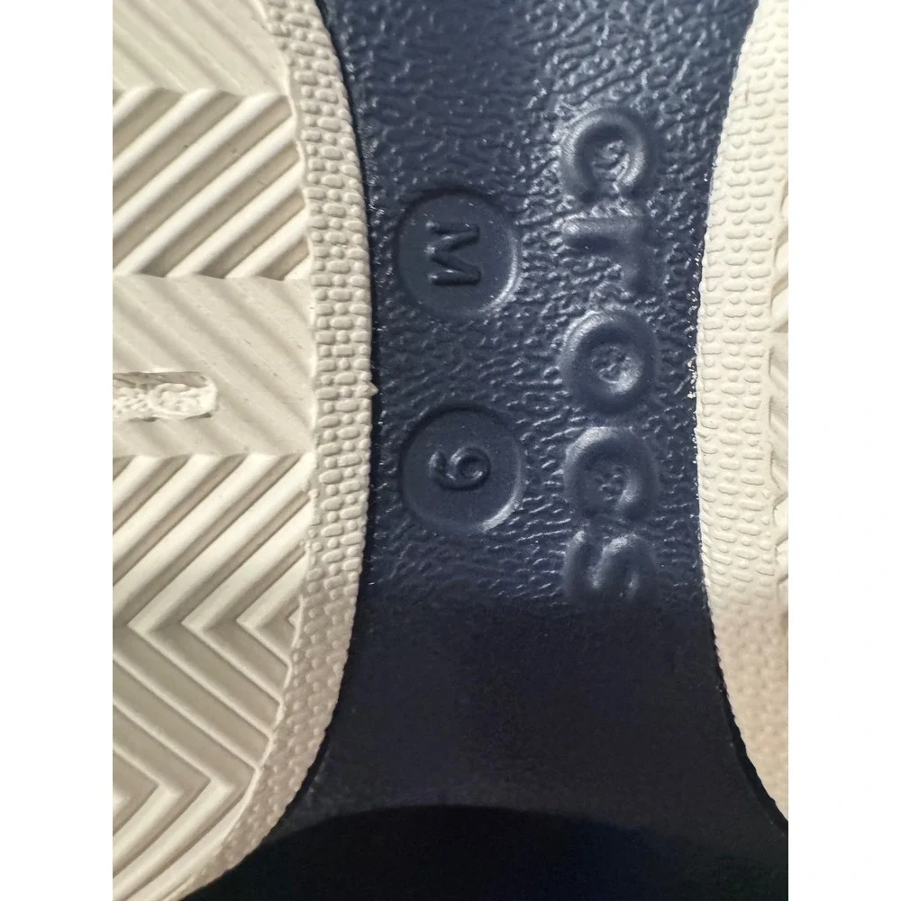 Crocs Athens Navy Blue White Flip Flops Mens Size 9 Comfort Thong Sandals